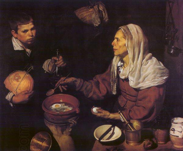 VELAZQUEZ, Diego Rodriguez de Silva y Old Woman Poaching Eggs et China oil painting art